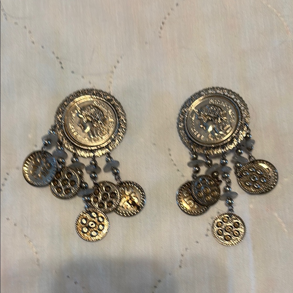 Elegant Silver Tone Dangle Earrings